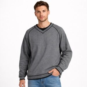 Tommy Bahama Mens Gray V-Neck Long Sleeve Casual Pullover Sweater XL Reversible